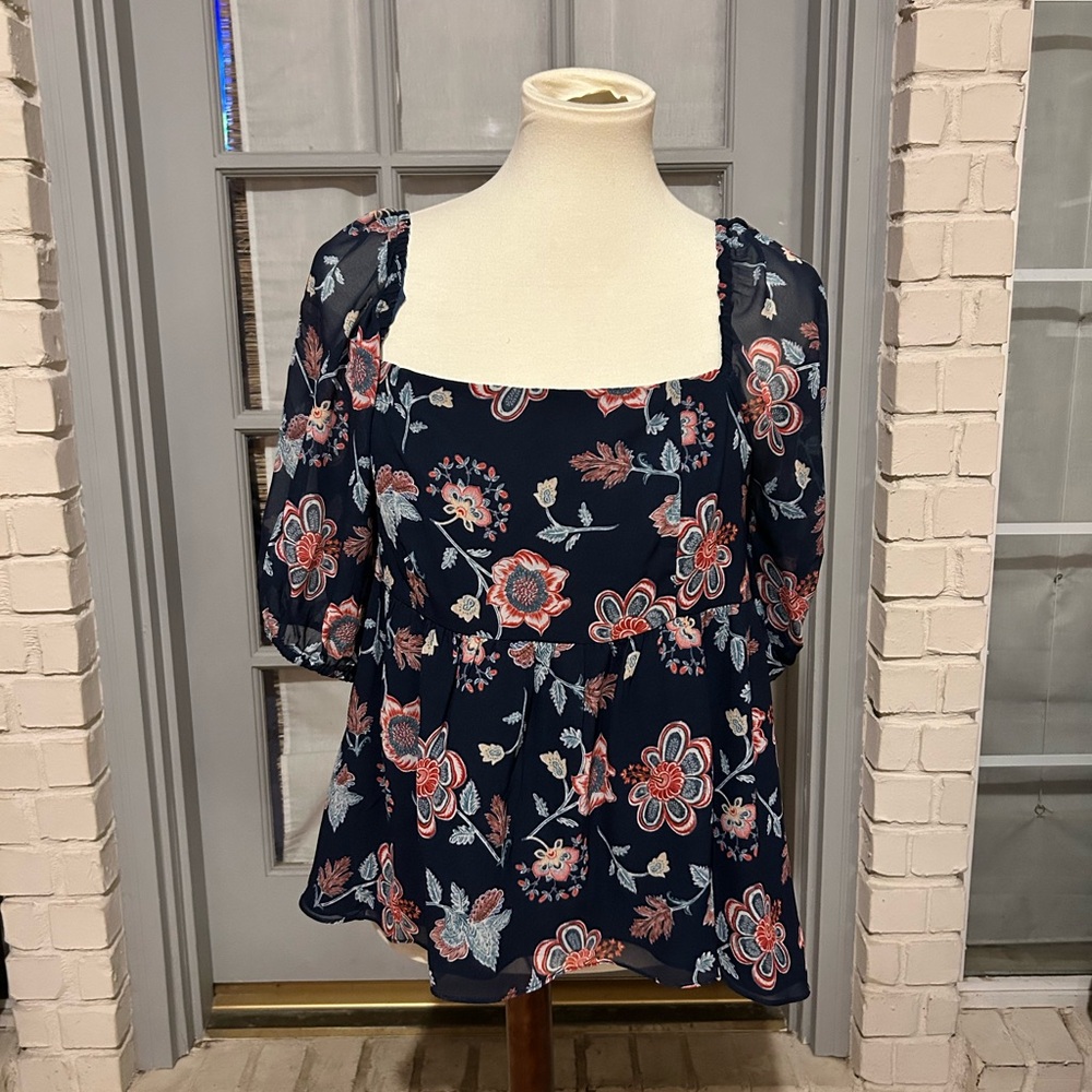 Sachin + Babi Navy Floral Blouse